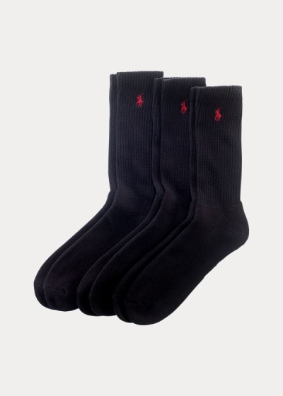 Calcetines Polo Ralph Lauren Hombre Negros - Cotton-Blend Crew 3-Pack - WNKMJ7621